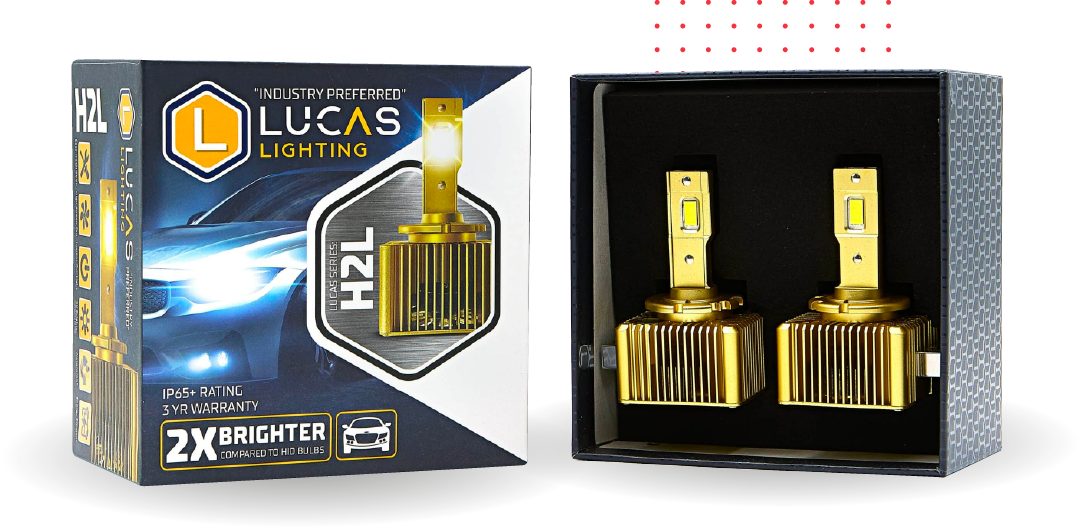 focos led serie h2l lucas lighting caja